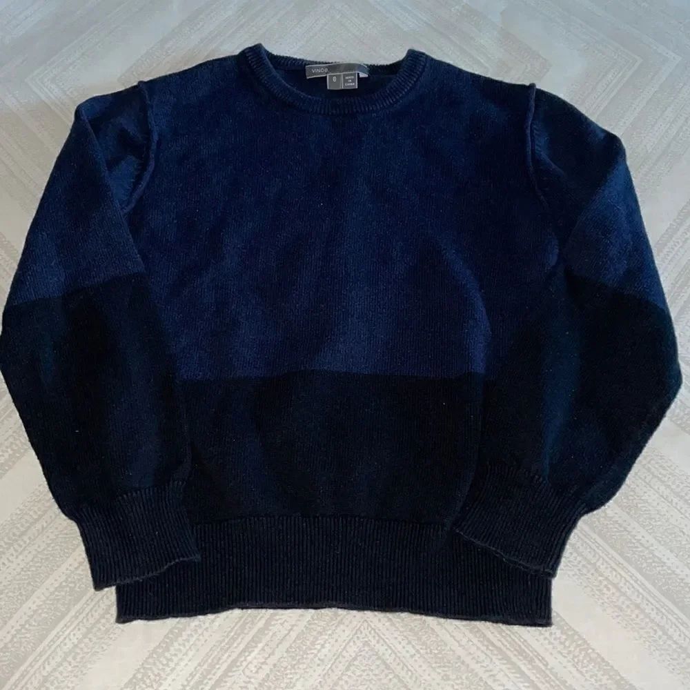 Vince Boys Navy Blue & Black Crewneck Sweater